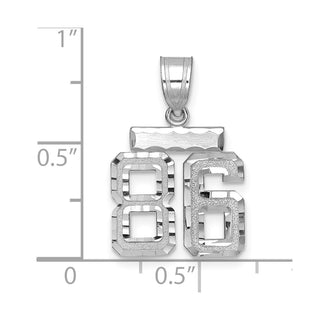 14K White Gold Small Diamond-cut Number 86 Charm