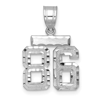 14K White Gold Small Diamond-cut Number 86 Charm