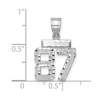 14K White Gold Small Diamond-cut Number 87 Charm