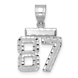 14K White Gold Small Diamond-cut Number 87 Charm