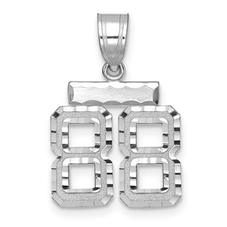 14K White Gold Small Diamond-cut Number 88 Charm