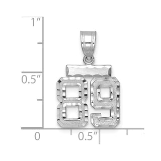 14K White Gold Small Diamond-cut Number 89 Charm