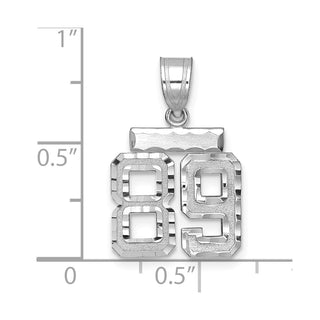 14K White Gold Small Diamond-cut Number 89 Charm