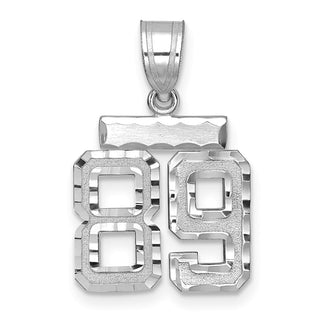 14K White Gold Small Diamond-cut Number 89 Charm