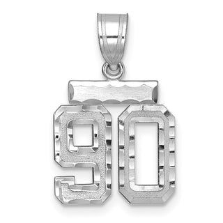 14K White Gold Small Diamond-cut Number 90 Charm