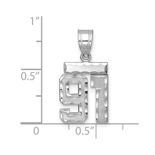 14K White Gold Small Diamond-cut Number 91 Charm