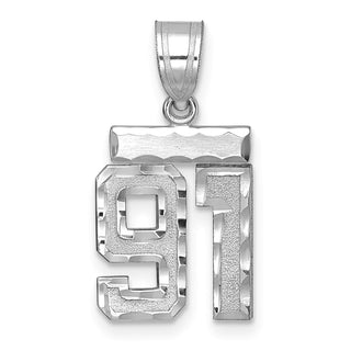 14K White Gold Small Diamond-cut Number 91 Charm