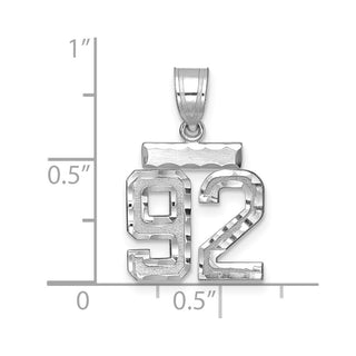 14K White Gold Small Diamond-cut Number 92 Charm