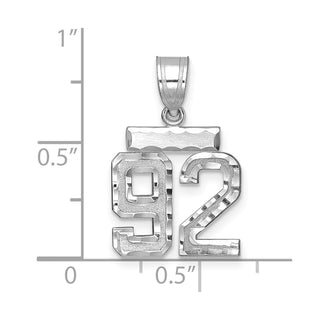 14K White Gold Small Diamond-cut Number 92 Charm