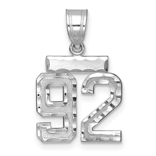 14K White Gold Small Diamond-cut Number 92 Charm