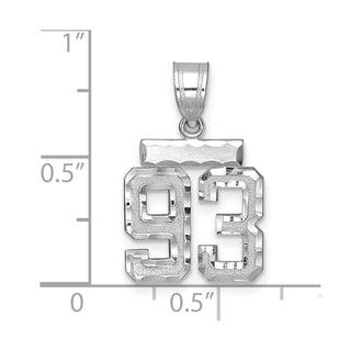 14K White Gold Small Diamond-cut Number 93 Charm