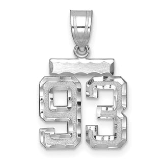 14K White Gold Small Diamond-cut Number 93 Charm