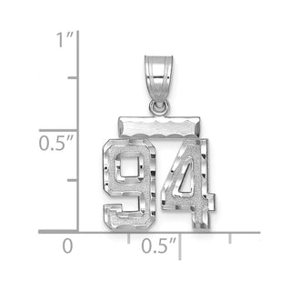 14K White Gold Small Diamond-cut Number 94 Charm