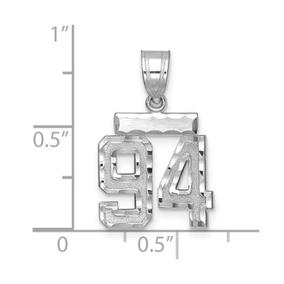 14K White Gold Small Diamond-cut Number 94 Charm