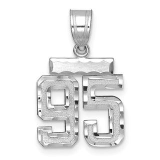 14K White Gold Small Diamond-cut Number 95 Charm