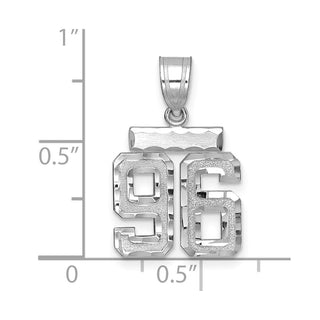 14K White Gold Small Diamond-cut Number 96 Charm