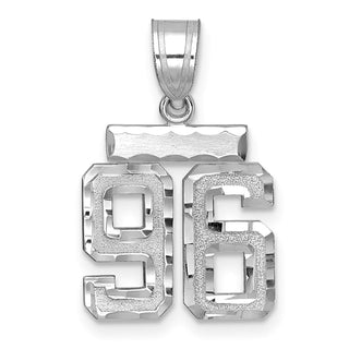 14K White Gold Small Diamond-cut Number 96 Charm