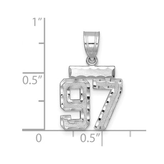 14K White Gold Small Diamond-cut Number 97 Charm