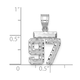 14K White Gold Small Diamond-cut Number 97 Charm
