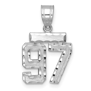 14K White Gold Small Diamond-cut Number 97 Charm