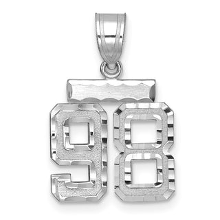 14k White Gold Small Diamond-Cut Number 98 Charm