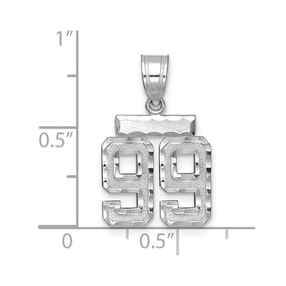 14K White Gold Small Diamond-cut Number 99 Charm