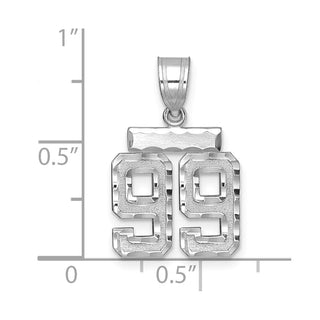 14K White Gold Small Diamond-cut Number 99 Charm