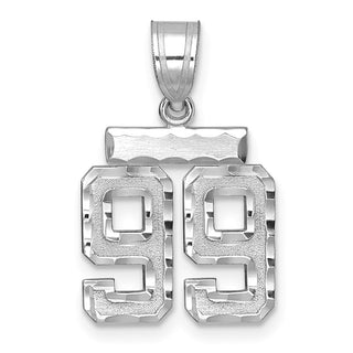 14K White Gold Small Diamond-cut Number 99 Charm