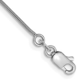 7" 14k White Gold .9mm Round Snake Chain Bracelet