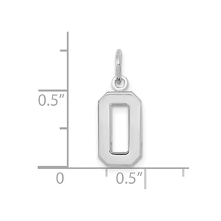 14k White Gold Small Polished Number 0 Charm