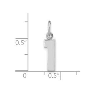 14k White Gold Small Polished Number 1 Charm