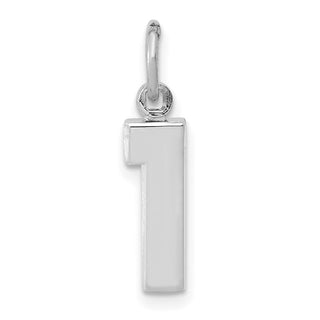 14k White Gold Small Polished Number 1 Charm