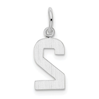14k White Gold Small Polished Number 2 Charm