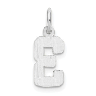 14k White Gold Small Polished Number 3 Charm