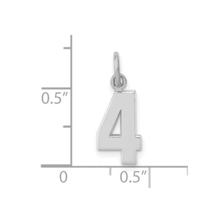 14k White Gold Small Polished Number 4 Charm