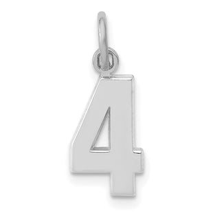 14k White Gold Small Polished Number 4 Charm