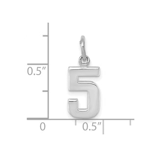14k White Gold Small Polished Number 5 Charm WSP05