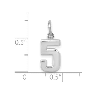14k White Gold Small Polished Number 5 Charm WSP05