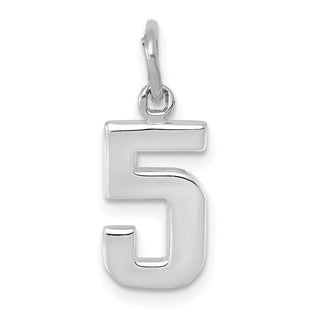 14k White Gold Small Polished Number 5 Charm WSP05
