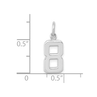 14k White Gold Small Polished Number 8 Charm