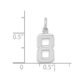 14k White Gold Small Polished Number 8 Charm