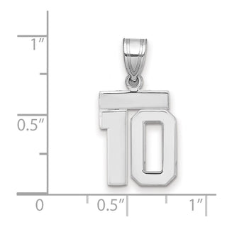 14k White Gold Small Polished Number 10 Pendant