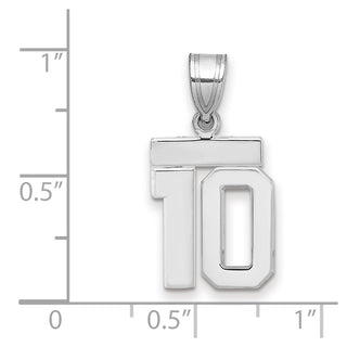 14k White Gold Small Polished Number 10 Pendant