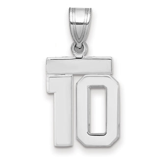 14k White Gold Small Polished Number 10 Pendant