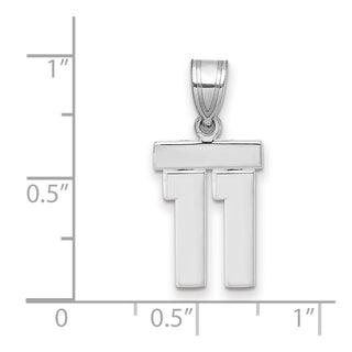 14k White Gold Small Polished Number 11 Pendant