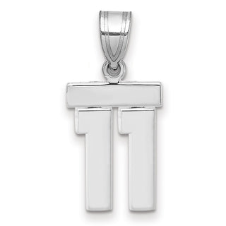 14k White Gold Small Polished Number 11 Pendant