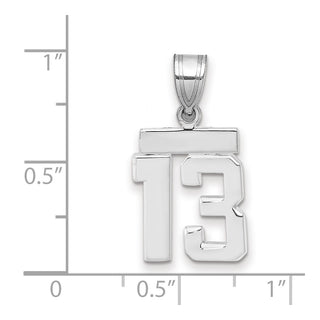14k White Gold Small Polished Number 13 Pendant