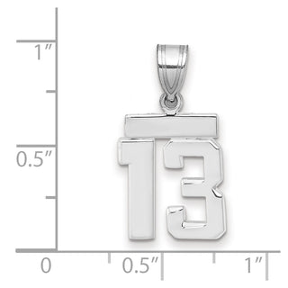 14k White Gold Small Polished Number 13 Charm