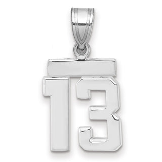 14k White Gold Small Polished Number 13 Pendant
