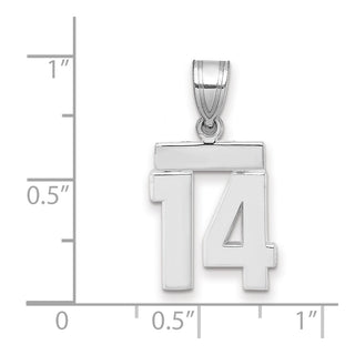 14k White Gold Small Polished Number 14 Pendant